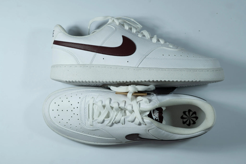 Nike Court Vision Low Sneakers – White & Maroon Tommynippon