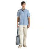 Tommy Hilfiger Men's Short Sleeve Casual Button Down Shirt Blue