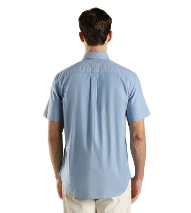 Tommy Hilfiger Men's Short Sleeve Casual Button Down Shirt Blue