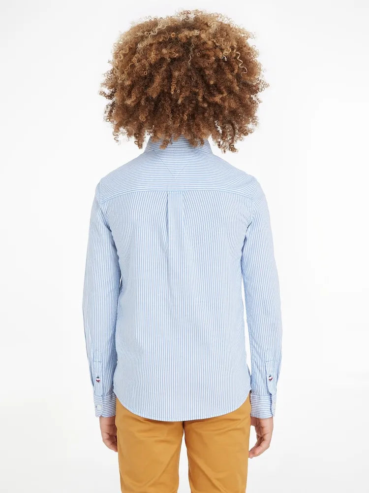 Tommy Hilfiger Boys Striped Button-Down Shirt – Light Blue