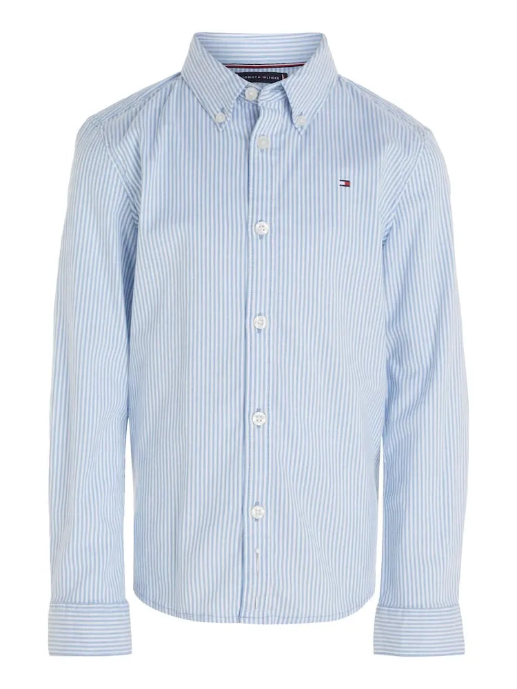 Tommy Hilfiger Boys Striped Button-Down Shirt – Light Blue