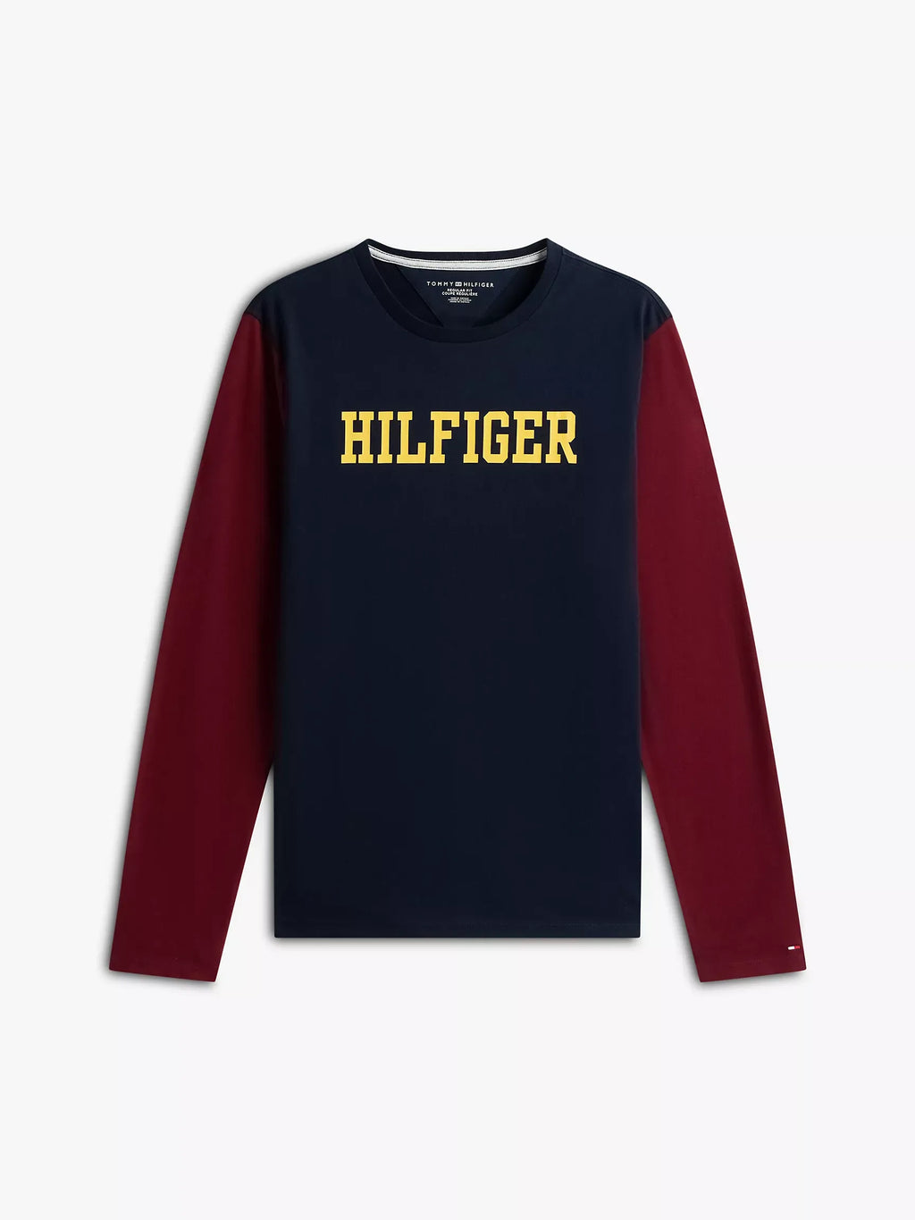Tommy Hilfiger Men's Colorblock Long Sleeve T-Shirt – Navy & Maroon