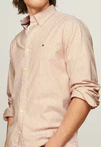 Tommy Hilfiger Men's Classic Beige Button-Down Shirt – Long Sleeve