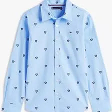 Tommy Hilfiger Boys Printed Button-Down Shirt – Light Blue