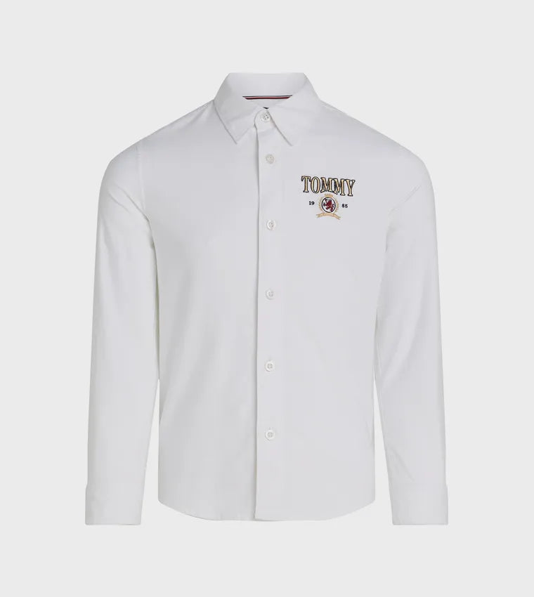 Tommy Hilfiger Boys Long Sleeve Button-Down Shirt – White
