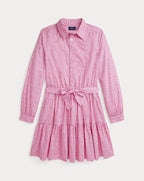 Floral Tiered Cotton Poplin Shirt Dress