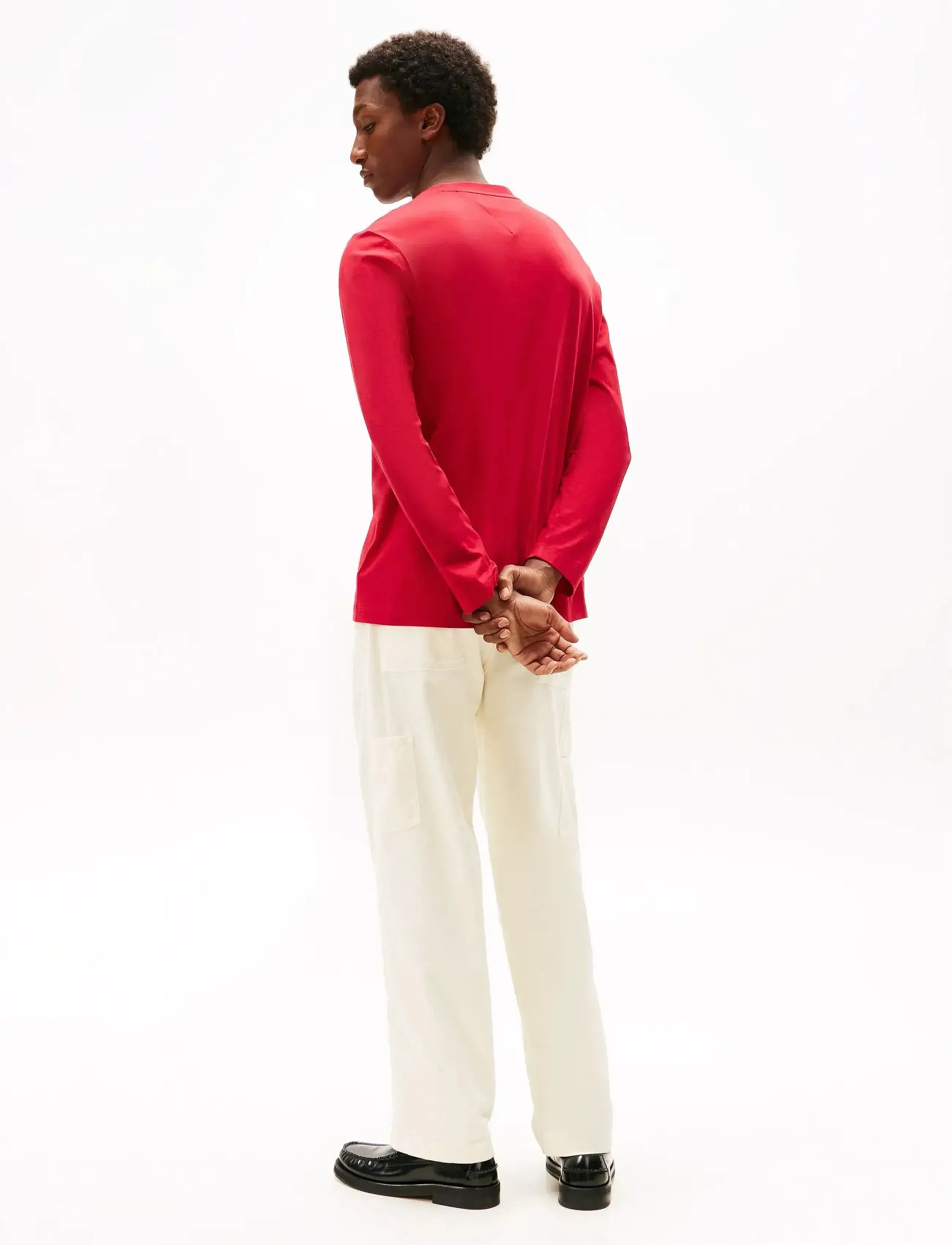 Tommy Hilfiger Men’s Long Sleeve T-Shirt – Red (1985 Logo)